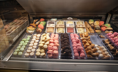Kusadasi, Turkey - 08 15 2020: Fresh cookies are being sold