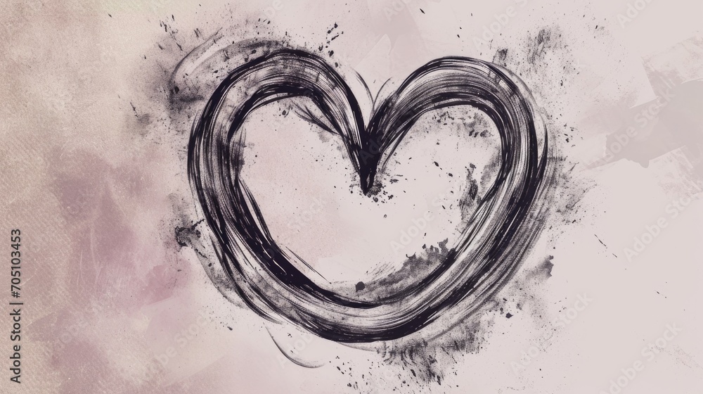 Poster a simple black and white heart drawing. suitable for various design projects