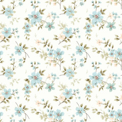 Watrecolor small spring flowers seamless pattern