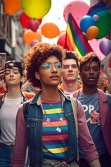 Fototapeta premium young group of LGBTQ people demonstrate freely for equality