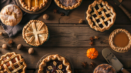 homemade traditional various Pies sign for Pi Day. Pi Day Concept Background. Generative AI - obrazy, fototapety, plakaty