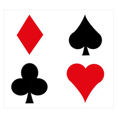 Les quatre motifs de carte à jouer : coeurs, pique, carreau, trèfle - obrazy, fototapety, plakaty