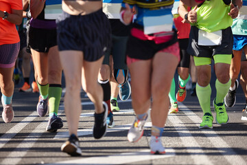Runners on the street. Healthy lifestyle. Marathon. Athletics