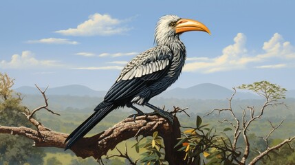 yellow billed hornbill - Powered by Adobe