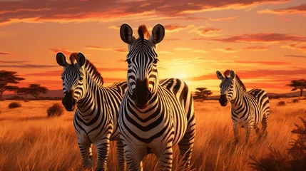 Fotobehang zebra at sunset © faiz