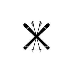 Ski and sticks icon isolated on white background