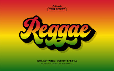 Reggae Gradient 3D Vintage Editable Text Effect Template Style Premium Vector