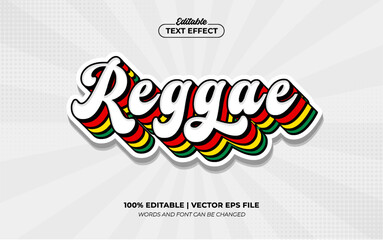 Reggae 3D Vintage Editable Text Effect Template Style Premium Vector - obrazy, fototapety, plakaty
