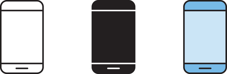 Mobile phone icon isolated, lined and colored style. Vector illustration