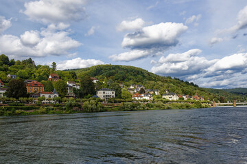 Fototapeta na wymiar Residential suburb along the Neckar River, Heidelberg, Baden Wurttemberg, Germany