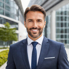 Portrait of successful European male businessman, business economy
