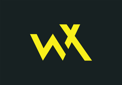 Alphabet letter W X, logo icon vector WX or XW minimal and negative space minimal logo