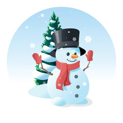 Illustration of a cute snowman