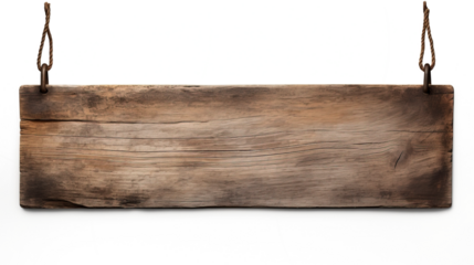 Wooden nameplate isolated on transparent background. PNG