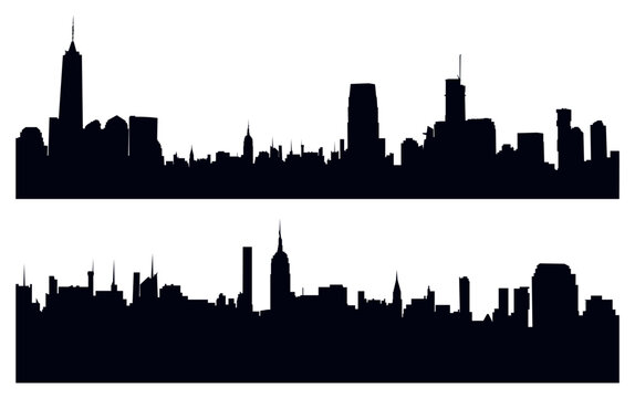 Silhouettes of a densely built-up city. New York city silhouette