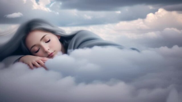 woman sleeping on a cloud