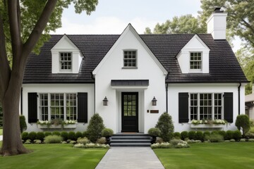 Cape Cod style house Cape cod exterior house design in daytime golden