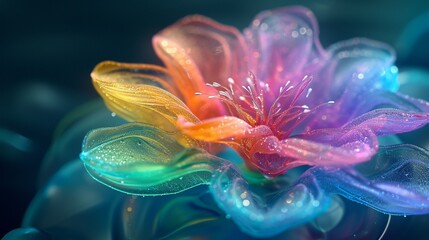 purple and yellow flower, Marvel at the delicate beauty of an intricately designed rainbow flower...