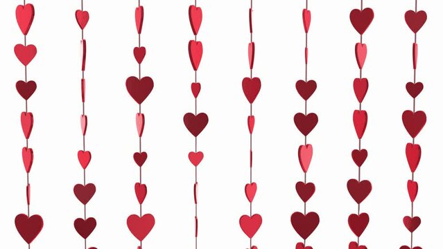 Valentines Day Strings of Spinning Hearts Background Loop with Alpha