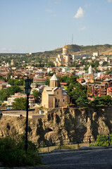 Tbilisi, Gruzja, Kaukaz, widok na dachy budynków, wieże, stare miasto, panorama, rzeka, twierdza - obrazy, fototapety, plakaty