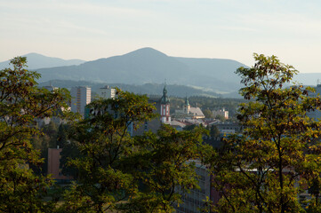 Fototapeta na wymiar Czeskie miasteczko Frydek - Mistek, panorama