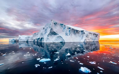melting glaciers in the ocean, world climate change concept - obrazy, fototapety, plakaty