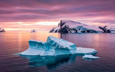 melting glaciers in the ocean, world climate change concept