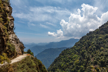 View at the mountains in East Bhutan, Asia