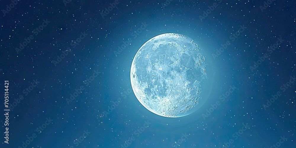 Wall mural moonlit stunning view of night sky featuring luminous full moon glowing stars and space elements eli