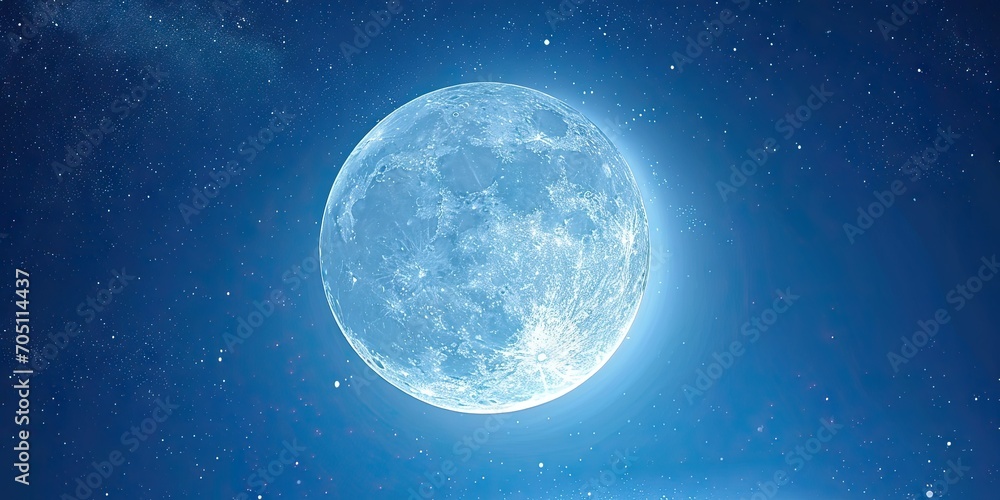 Wall mural moonlit stunning view of night sky featuring luminous full moon glowing stars and space elements eli