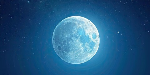Obraz premium Moonlit Stunning view of night sky featuring luminous full moon glowing stars and space elements eliciting sense of astronomical wonder