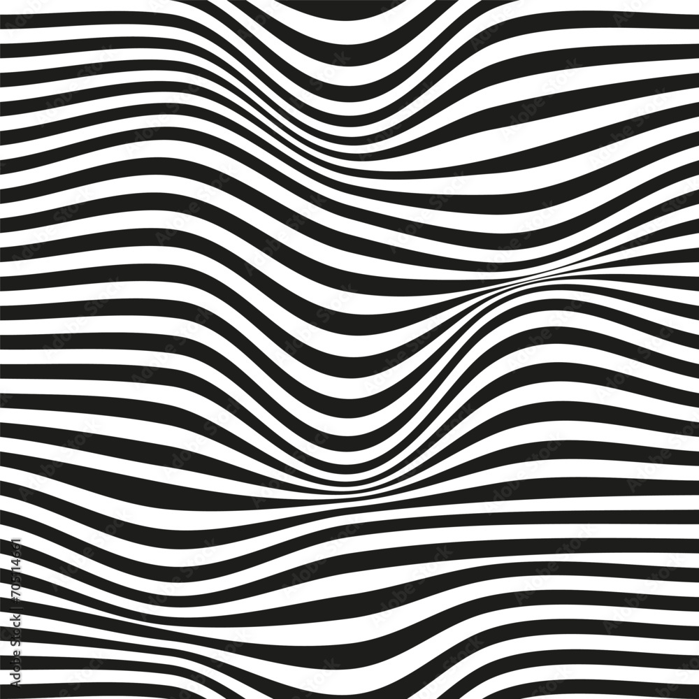 Aufkleber op art wave seamless pattern. stripe lines monochrome waves optical illusion distorted pattern.