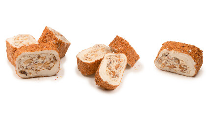 Sweet roll with nuts, turkish sweets.