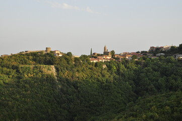 Widok na miasteczko Signaghi, Gruzja, winnice, krajobraz