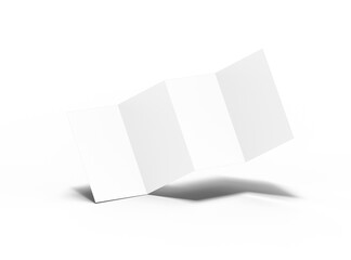 Blank 4-panel accordion fold brochure render on transparent background