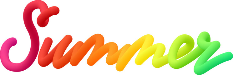 Summer fluid 3d twist text made of blended colorful circles.