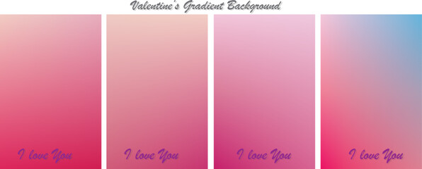 Saint Valentine's Day stories template. Lovely modern art poster cover design. Invitations, greeting cards or post templates with valentine day gradients. Wavy pink gradient layout wallpaper set.