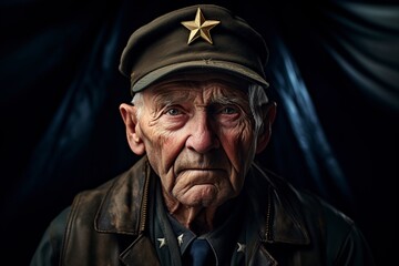 old man veterans of the second world war - obrazy, fototapety, plakaty