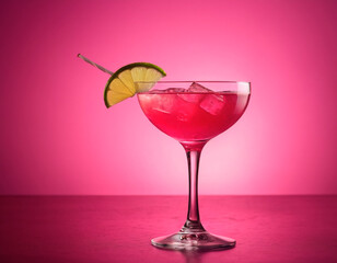 Refreshing Pink Drink with a lime slice on top