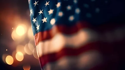 Papier Peint photo autocollant Etats Unis flag of the USA on an abstract blurry background.