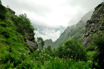 Widok w górach Kaukaz - obrazy, fototapety, plakaty
