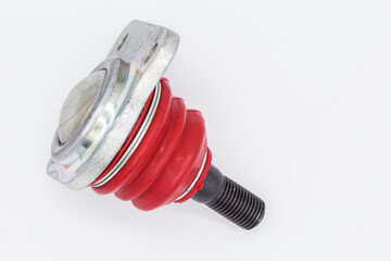 Close-up. Shallow depth of field. Selective focus. Car ball joint on a white background.