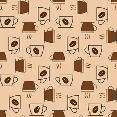 Vector seamless background of coffee cups