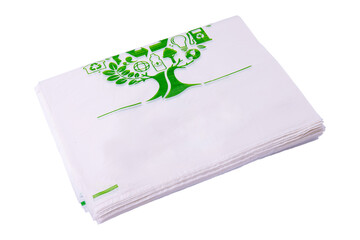 white plastic bag packing stacking on white background