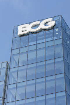 Boston, MA, USA - July 1, 2022: BCG logo is seen at its headquarters in Boston, Massachusetts. Boston Consulting Group (BCG) is an American global management consulting firm and one of the Big Three.