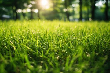 Fresh green grass on a sunny meadow, representing the beauty of nature.