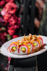 Tuna Maki Sushi on white plate