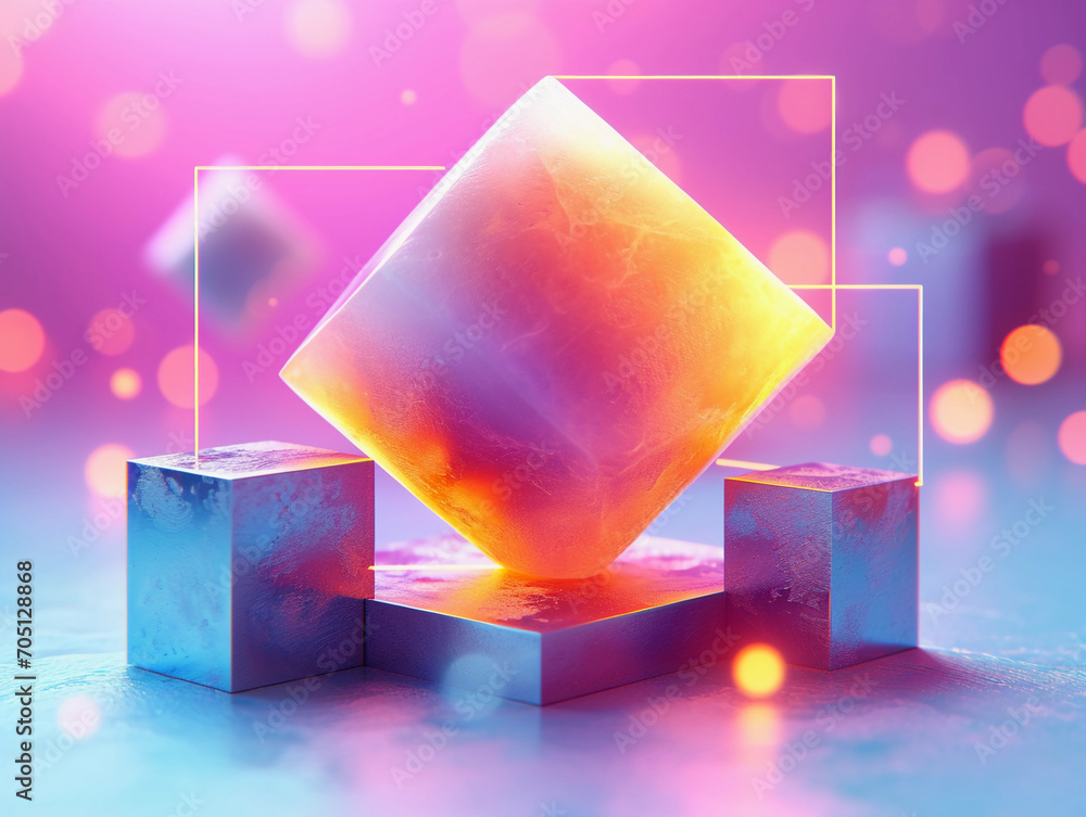 Aufkleber abstract glowing background with cube and balls