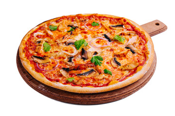 Fresh Barbecue Chicken Pizza with Vegetables and Cheese