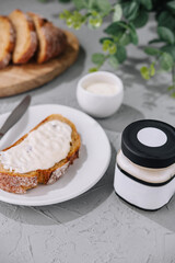 sandwich with ricotta cheese on plate